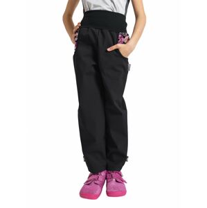 dětské softshellové kalhoty s fleecem Unuo Basic Kouzelné květiny černá Velikost boty (EU): 110/116