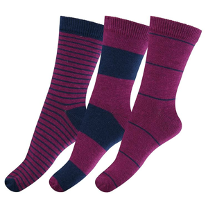 ponožky Melton Number 3 Stripes Dark Plum 880101/573, 3 páry Velikost ponožek: 20-21 EU