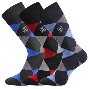 VoXX Ponožky Lonka Dikarus mix B káro tmavé, 3 páry Velikost ponožek: 39-42 EU